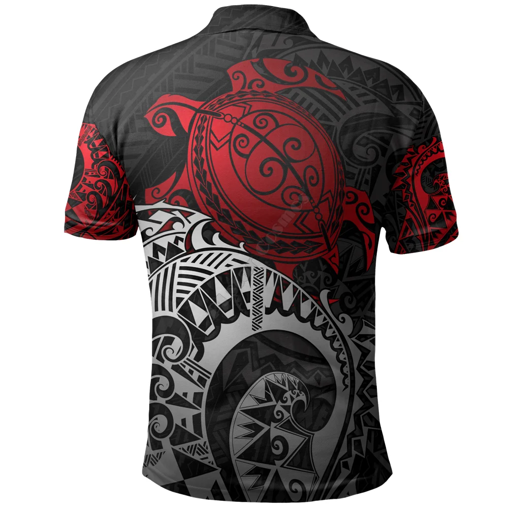 Hawaii Polo Shirt Kanaka Maoli Polynesian Red Turtle Tattoo 3D Printed Polo Shirt Men For Women Short Sleeve Summer T-shirt