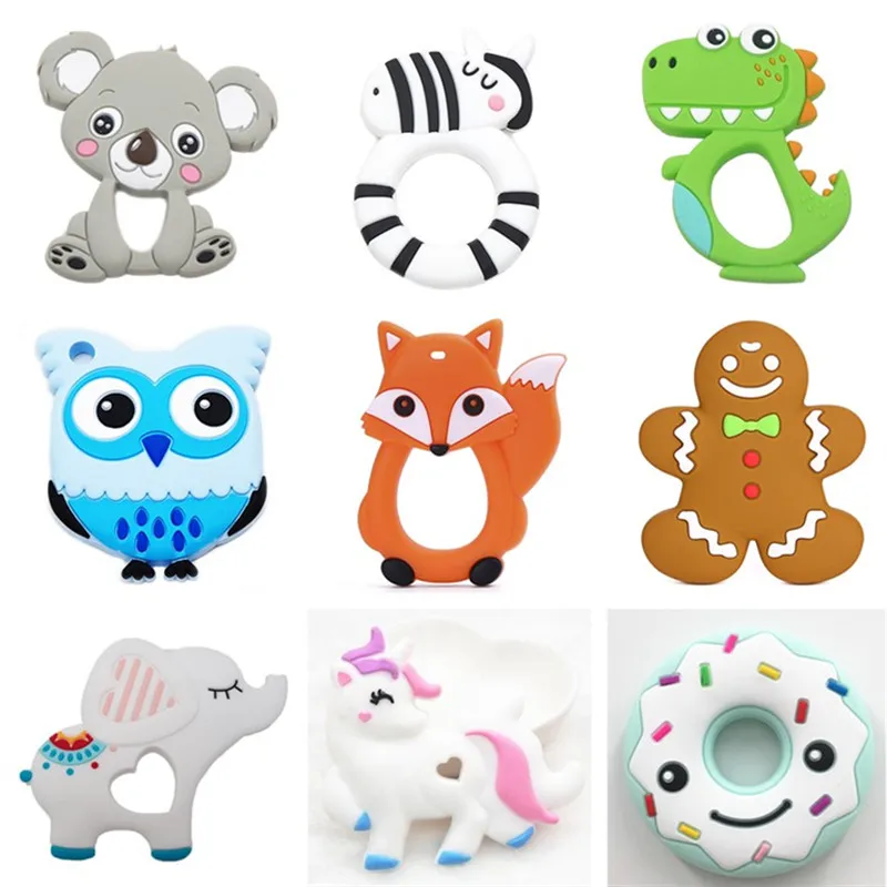 

Chengkai 10PCS Silicone Koala Elephant Unicorn Dinosaur Teether DIY Baby Pacifier Dummy Teething Nursing Jewelry Toy Gift