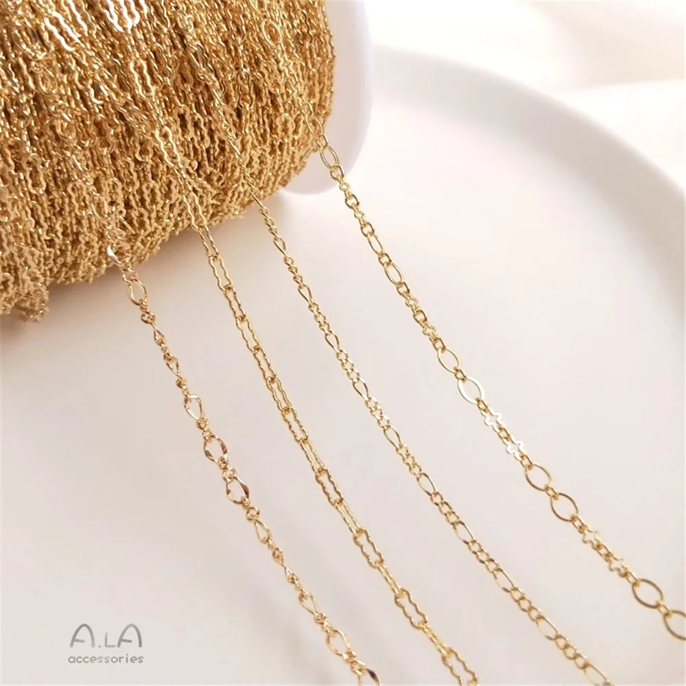 14K Gold Plated Figaro loose peanut cloud chain DIY jewelry glasses chain decorative