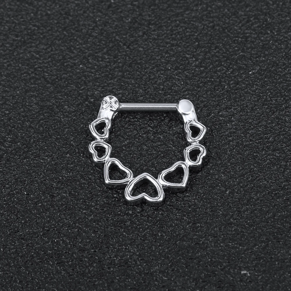 AOEDEJ 16G Skulll Nose Ring Stainless Steel Septum Piericng Ring Zircon Septum Click Women Crystal Nose Ring Men Punk Nose Ring