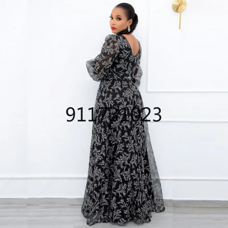 Plus Size 5XL elegante A Line Dress abito africano O Neck Lanter Sleeve abiti da festa abiti africani retrò per le donne Dashiki