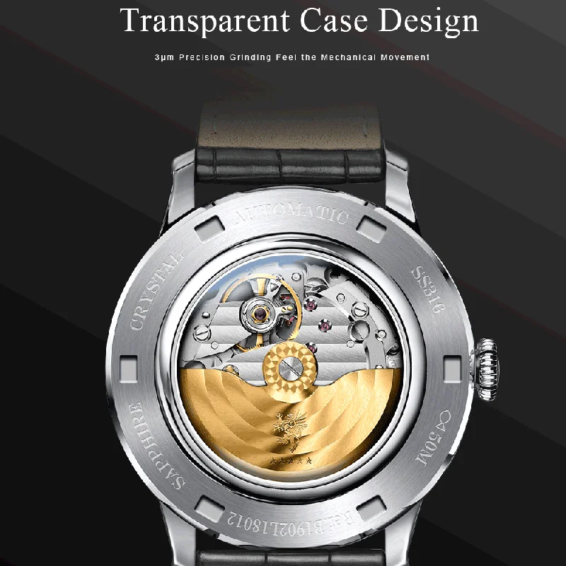 LOBINNI stal nierdzewna 316L męski zegarek mechaniczny mewa ruch automatyczne męskie zegarki szafirowe szkło zegarki wodoodporne