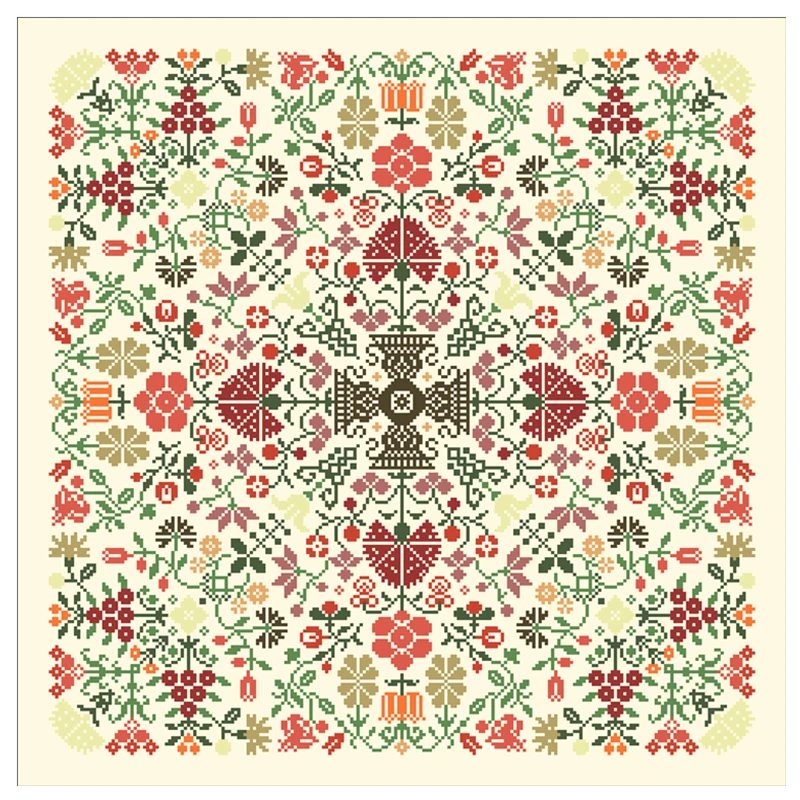 Flower pattern B cross stitch kit Dreampattern 18ct 14ct 11ct light yellow canvas embroidery DIY needlework wall decor