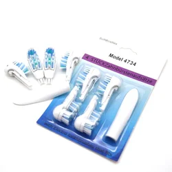 4 pçs/set 4734 modelo bateria diária escova de dentes cuidado oral cabeça cerdas macias substituição para oral b dupla limpo cabeças escova completa