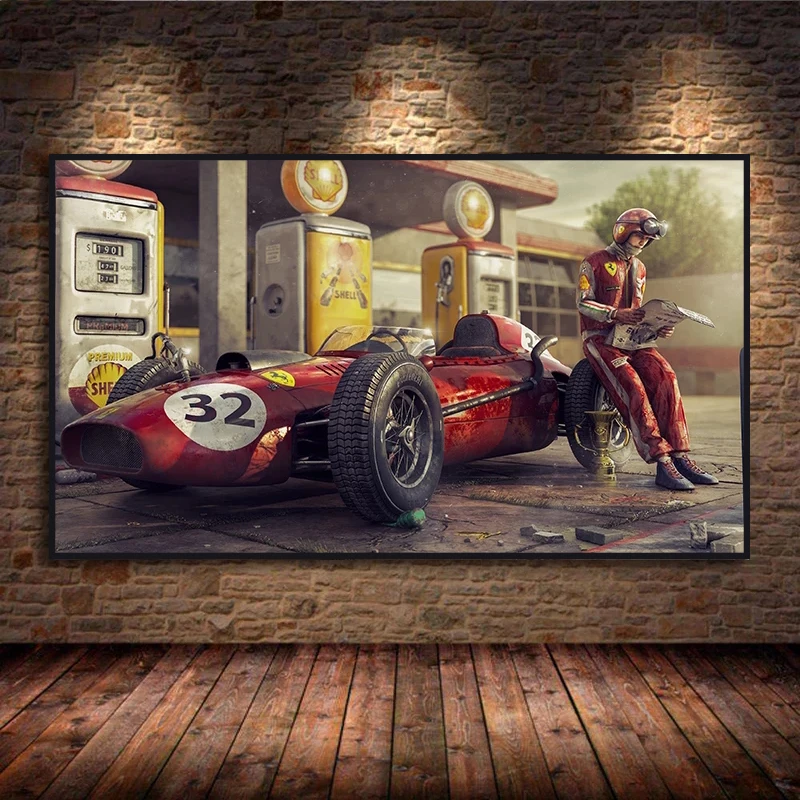 

Vintage Car Poster Ferraris Classic Racing F1 Race Car Artwork Wall Art Picture Print Canvas Painting For Home Living Room Decor