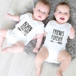 Baby twins outfit Best friend Born Together Friends Forever Cute Twins Baby Bodysuit Cotton New Born Twins Gift Clothes