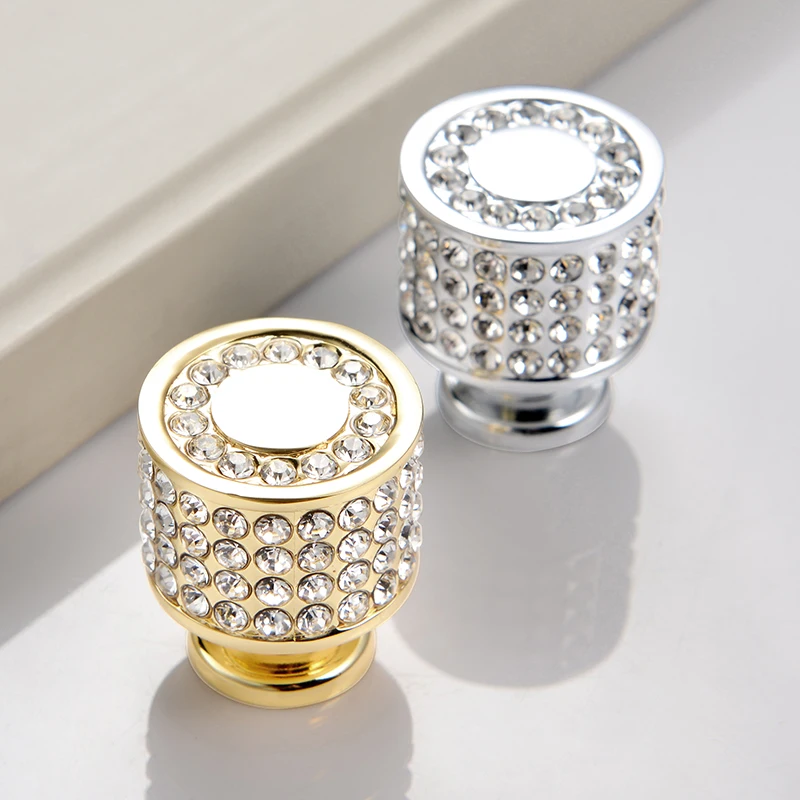 Crystal Golden Furniture Handle Kitchen Cabinets Knob Dressing Cupboard Handles Wardrobe Drawer Pulls Closet Door Handle
