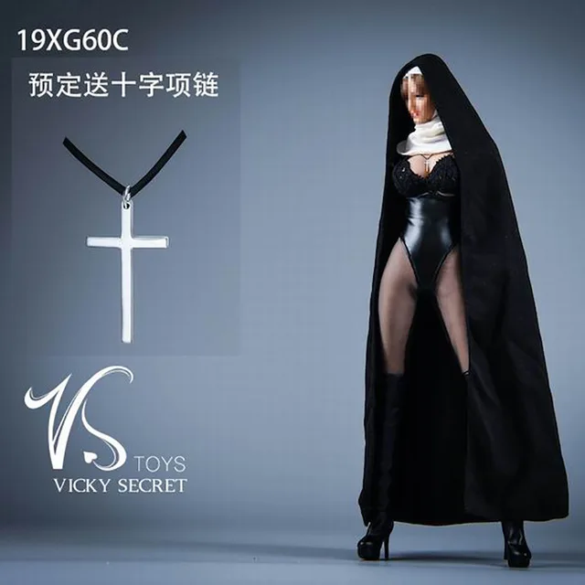 VSTOYS 19XG60 1/6 PU Leer Kerk Meisje Nun Kleding Model Met Nun Mantel Ketting Accessoire Fit 12 "Vrouwelijke Soldaat Figuur poppen