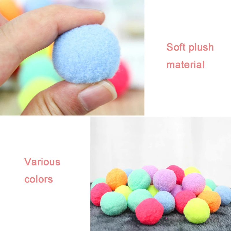 30/20/10pcs Candy Color Cat Dog Toy Plush Balls Kitten Toys Interactive Play Ball Kitten Soft Funny Assorted Pet Play Toys