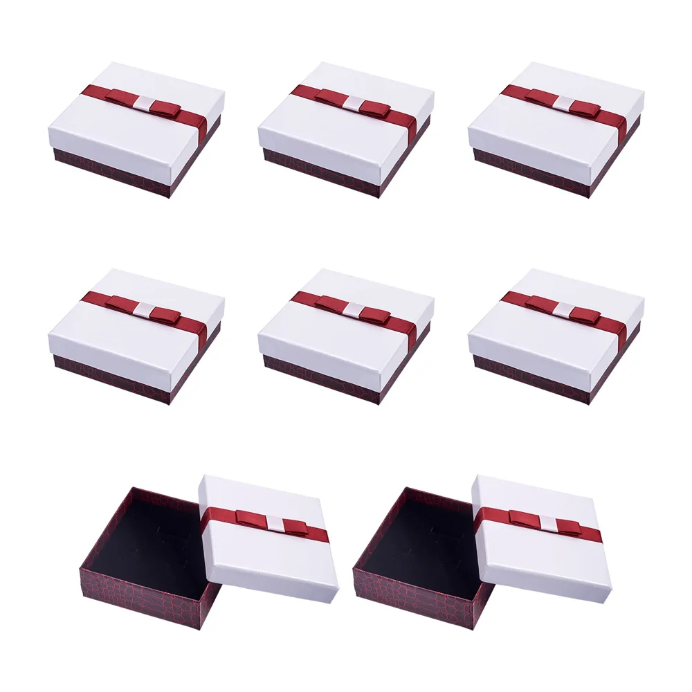 10pcs jewelry box Packaging Set Cardboard Jewelry Organizer Gift Boxes Storage Necklace Earring Rings Box with Bowknot Rectangle