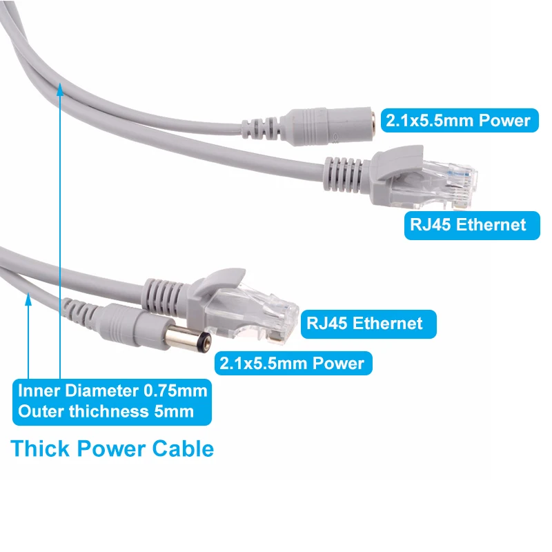 5m 10 15 20m 30m cctv rj45 cabo ethernet câmera de vigilância dc rede de alimentação cabo lan nvr poe ip câmera roteadores conexão