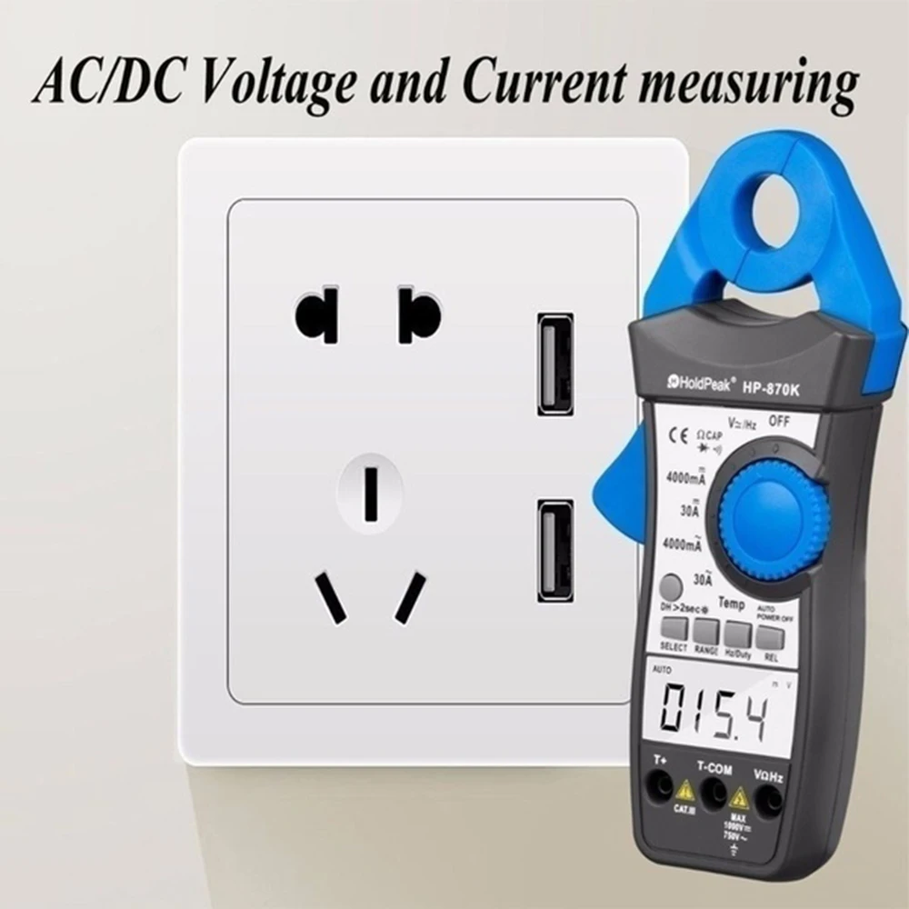 HP-870K 4000 Counts Digital Clamp Meter Auto Ranging AC/DC Voltage Meter with Relative Value Resistance Frequency Capacitance