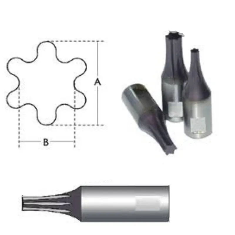 Testa di punzonatura per brocciatura rotante con gambo da 8mm T5 T6 T8 T10 T15 T20 T25 punzone per laminazione della testa di brunitura punzone Torx