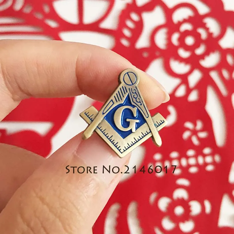 1pc Masonic Lapel Pin Soft Enamel Metal Badge Freemason Masons Brooch Square and Compass G Blue Lodge Factory Customized Pins