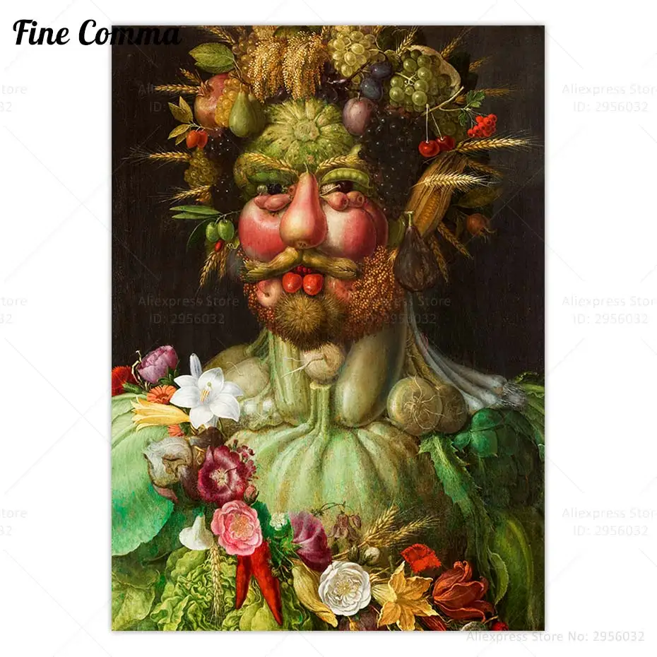 Rudolf II and Vertumnus Giuseppe Arcimboldo Vintage Poster Fruit Portrait Oil Painting Antique Wall Art Canvas Print Home Decor image 2