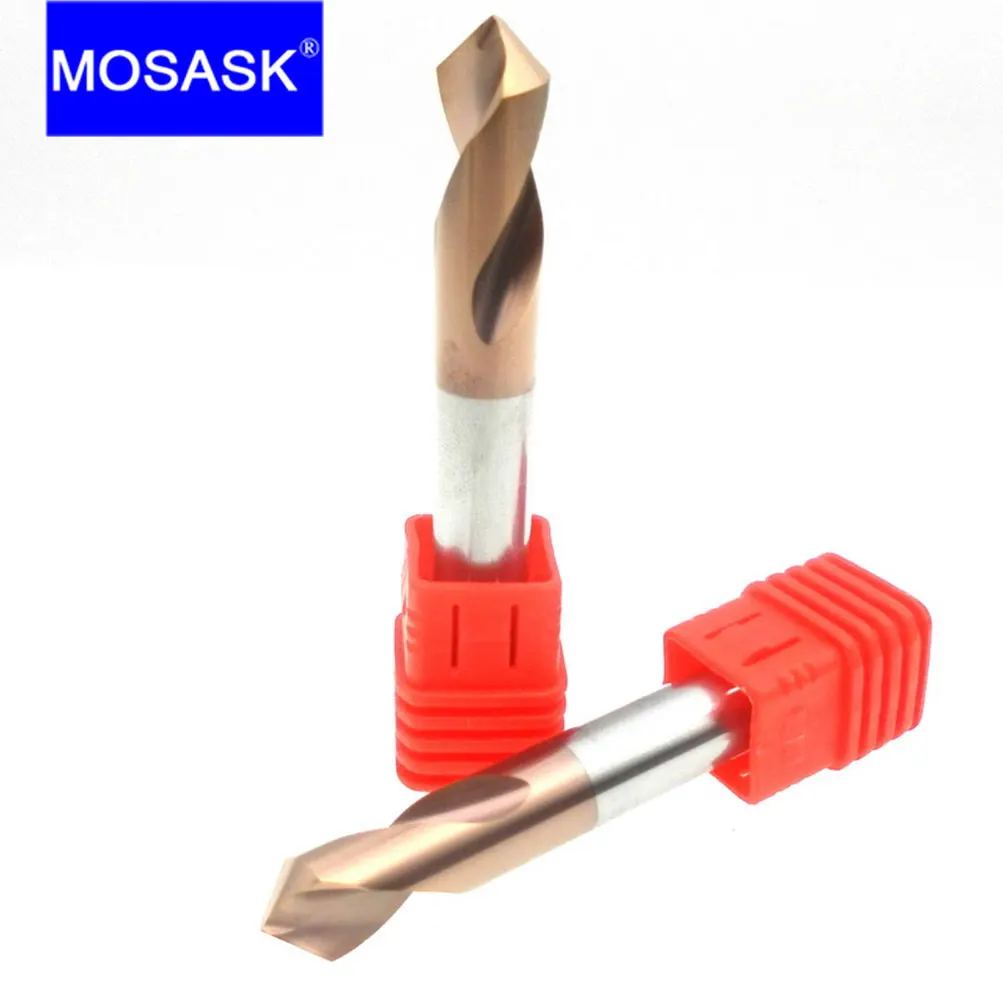 MOSASK HRC60 WGTCDDZ Coated Tungsten Carbide Steel Point Angle 90 Degree Spot Machining Hole Chamfering Tool Drill Bit