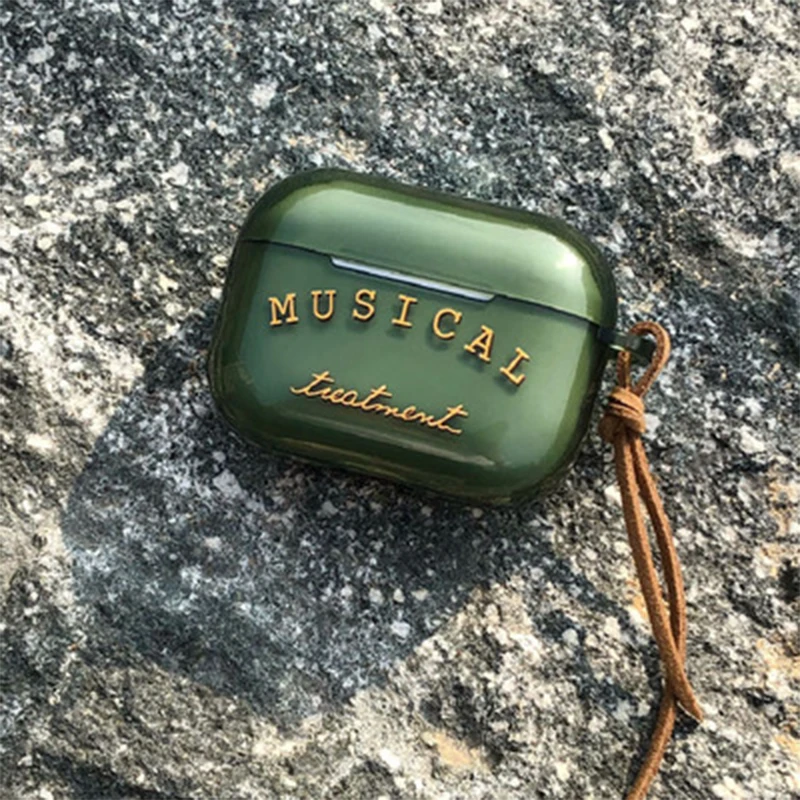 Simpatico cartone animato smeraldo lettere custodia per Apple Airpods 2 1 Cover Art pittura custodia per auricolare trasparente per airpod Pro scatola per cuffie