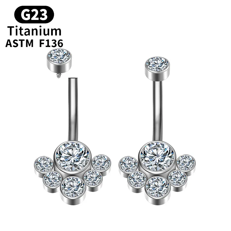 

ASTM F136 титановые полировальные кривые пупка 16G штанга свисающая пирсинг пупка 6 Cz каменные кольца для пупка Подарочные ювелирные изделия для тела