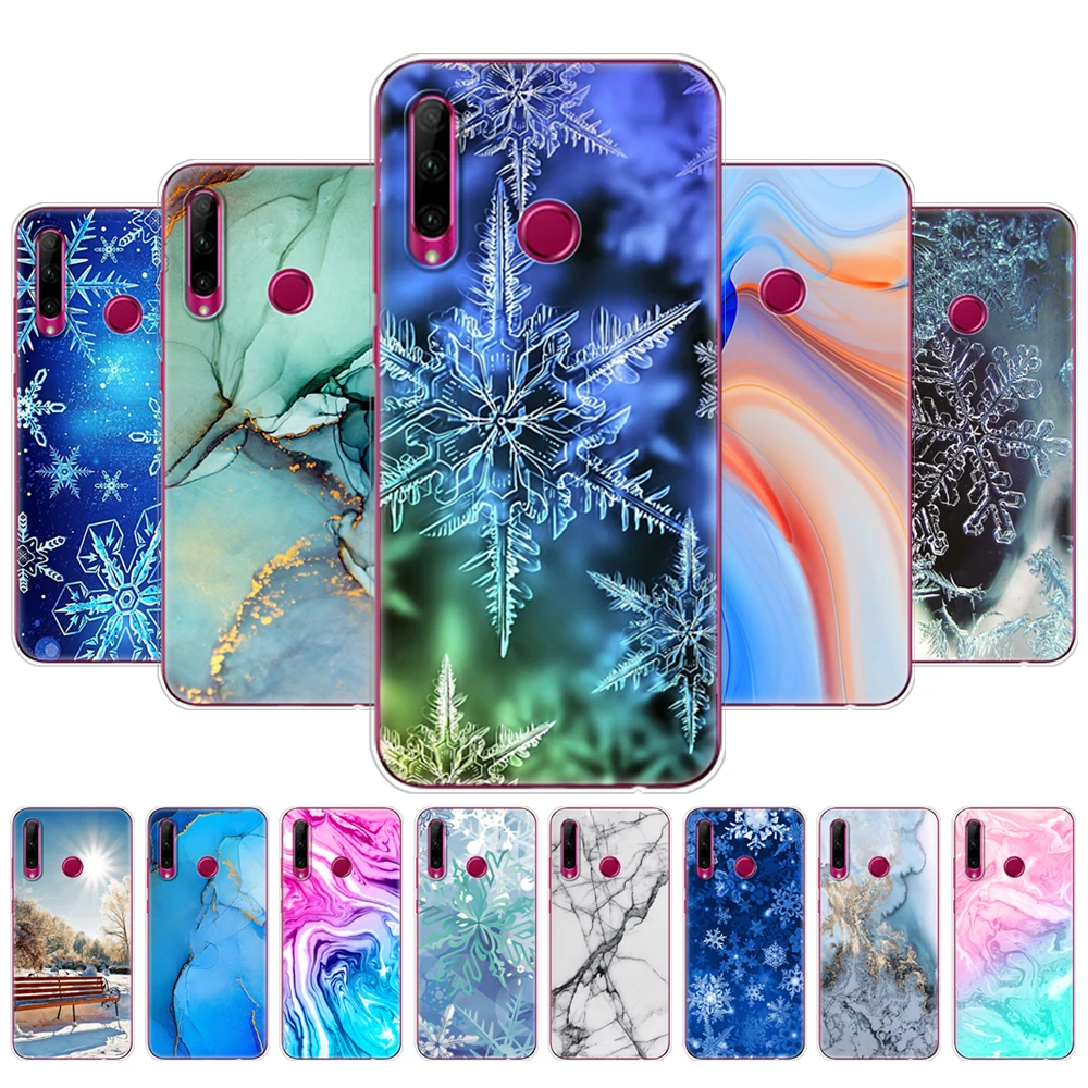 For Honor 10i HRY-LX1T Case 6.21 inch Silicon Soft TPU Back Phone Cover For Huawei Honor 10i marble snow flake winter christmas