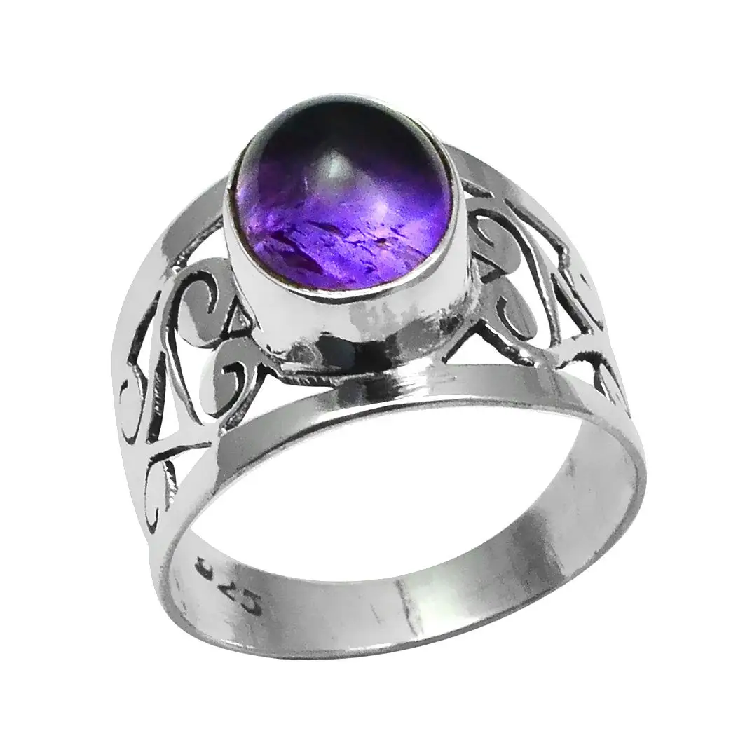 

Кольцо из стерлингового серебра 925 пробы с натуральным аметистом, размер США: 7, 2SR0283
