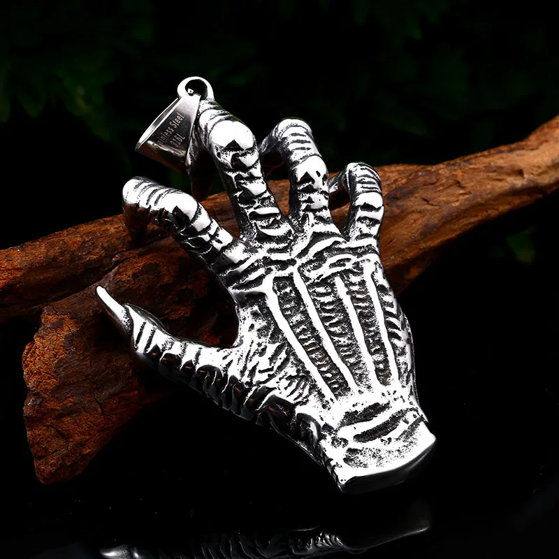 BEIER Fashion Stainless steel paw pendant necklace with Green Evil eye for man Punk Rock jewelry dropshipping BP8-552 image 4