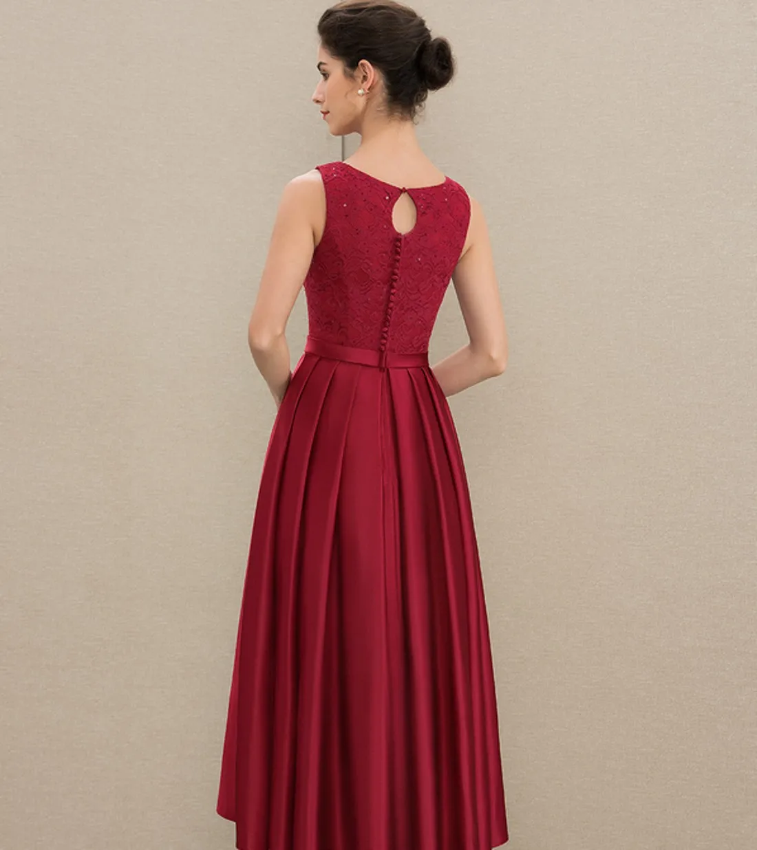 Abito per la madre della sposa asimmetrico Scoop rosso scuro con giacca abito da sposa in pizzo di raso abito da sposa personalizzato Robe De Soiree