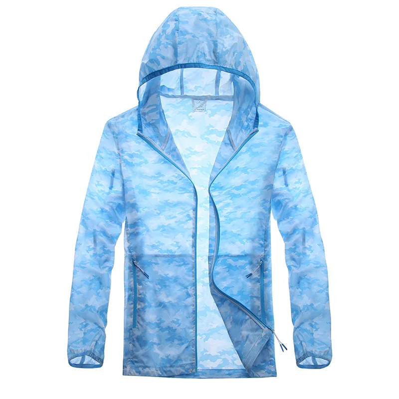 Camouflage Summer Couple Jacket Men and Women Sun Protection Clothes Hooded Thin Lightweight Breathable Waterproof Sports Jacket