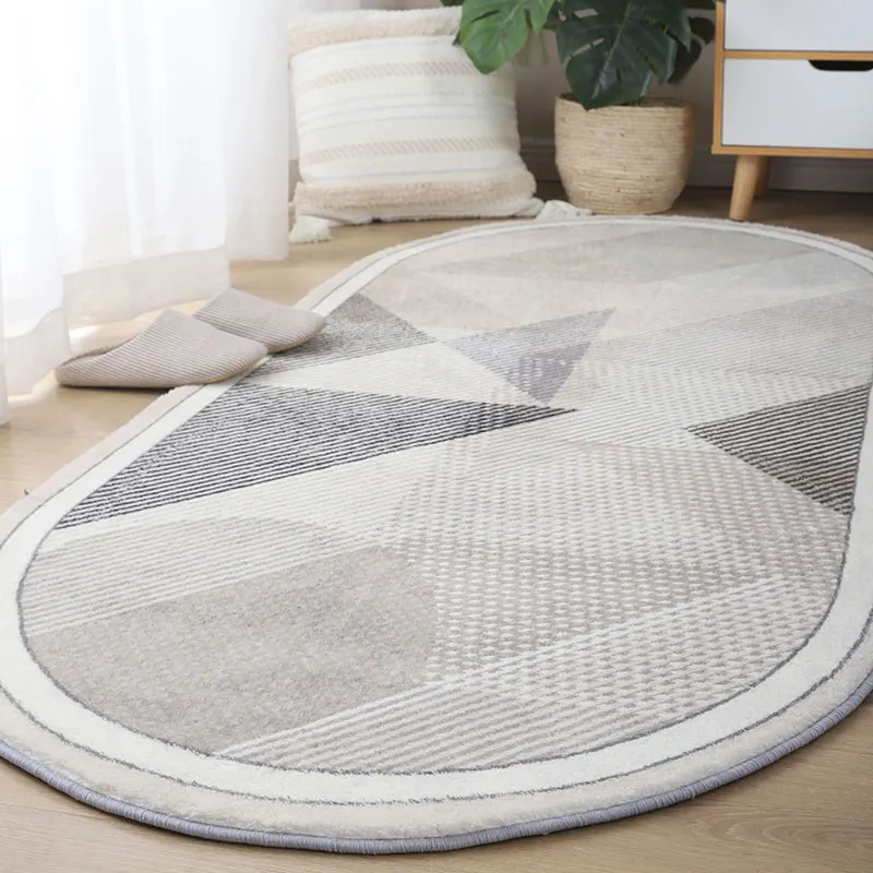 

Nordic Ins Oval Concise Living Room Carpets Modern Bedroom Rug Striped Coffee Table Floor Mat Home Soft Decor Bedside Cushion