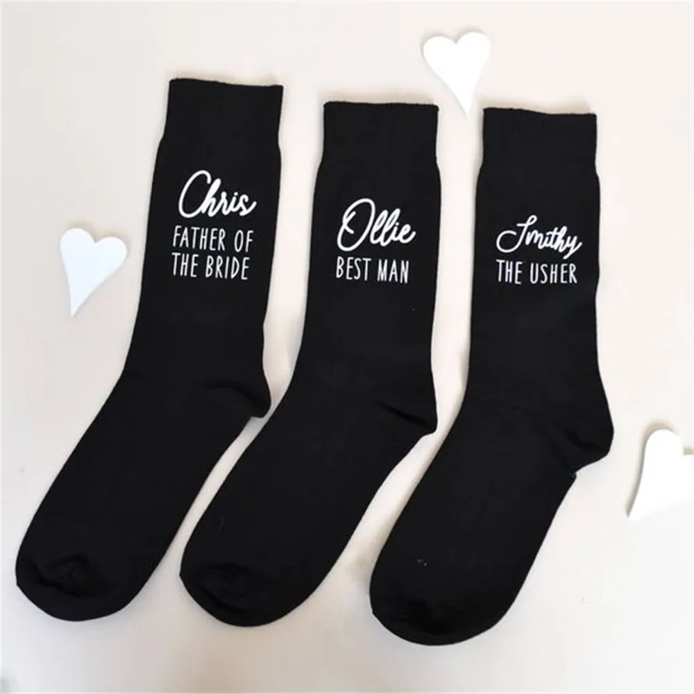 Personalized Wedding Socks Groom Groomsman Wedding Socks Father of the Bride Best Man Custom Name Party Accessory Wedding Gifts