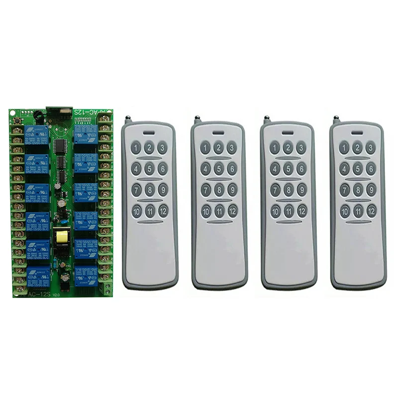 

12CH 12 CH Wireless Remote Control LED Light Switch 220V Relay Output Radio RF Transmitter And 315/433 MHz Receiver