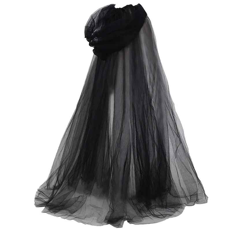 Heks Kostuum Elf Mantel Vrouwen Halloween Hooded Tulle Cape Cosplay