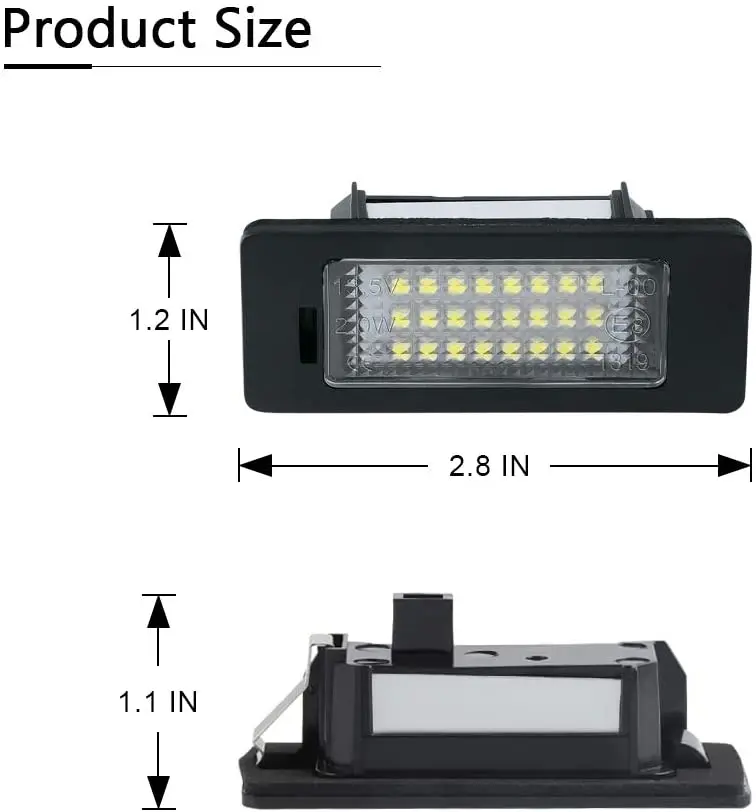 2Pcs Error Free White LED License Plate Light For Audi A1 A4 S4 B8/A5 S5 8T/A6 S6/A7/ Q5 /TT TTS/RS5 VW Passat Skoda Fabia MK2