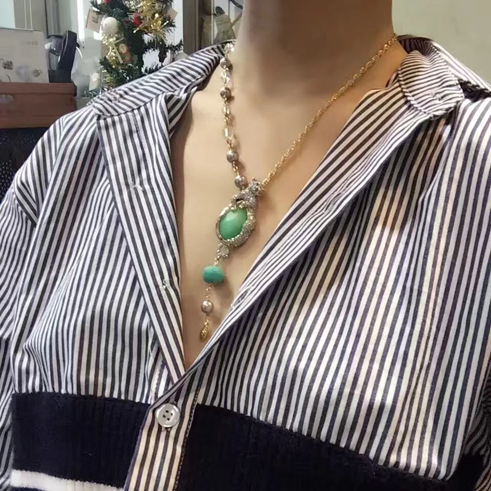 اللؤلؤ مطعمة المرأة بسيطة الرجعية قلادة قلادة مجوهرات الأزياء #2