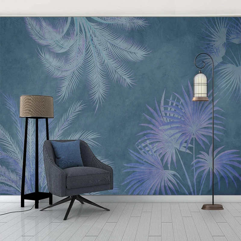 

Custom Wall Paper Hand Painted Tropical Plant Leaves Decoration Mural Modern Retro Bedroom Study Living Room Photo Wallpaper 3D