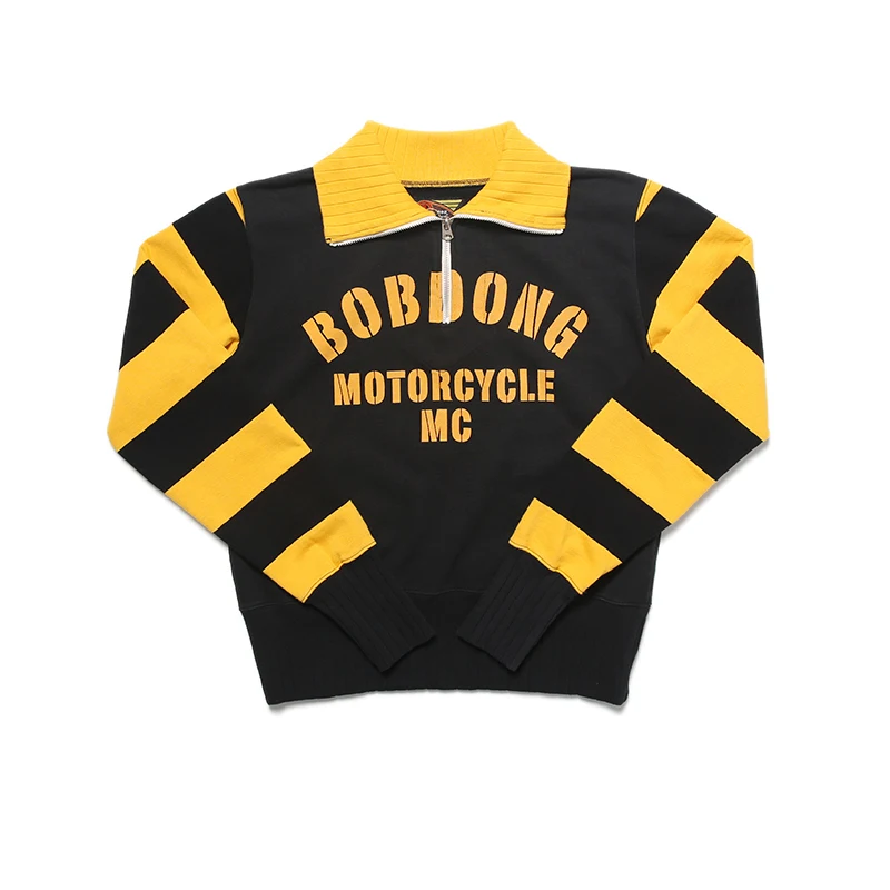 BOB DONG Motorcycle Desperado Half Zipper Short Sweatshirts For Men Pullover