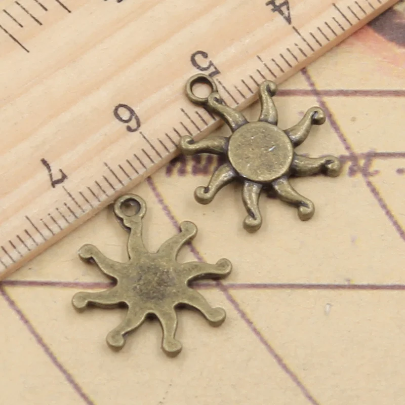 20pcs Charms Sun Sunburst 20x17mm Tibetan Bronze Silver Color Pendants Antique Jewelry Making DIY Handmade Craft