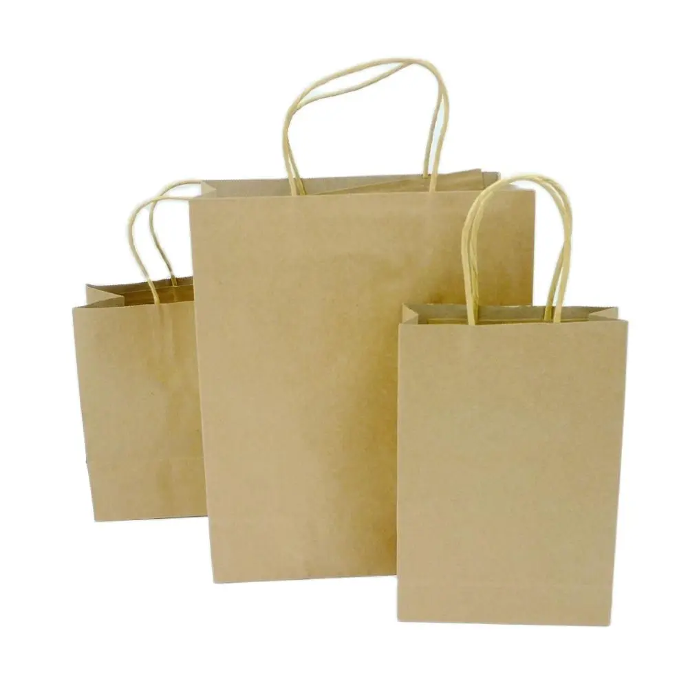 

100pcs Recycled Wholesale Custom Shopping Cheap Brown Kraft Paper Gift Bags with Handles