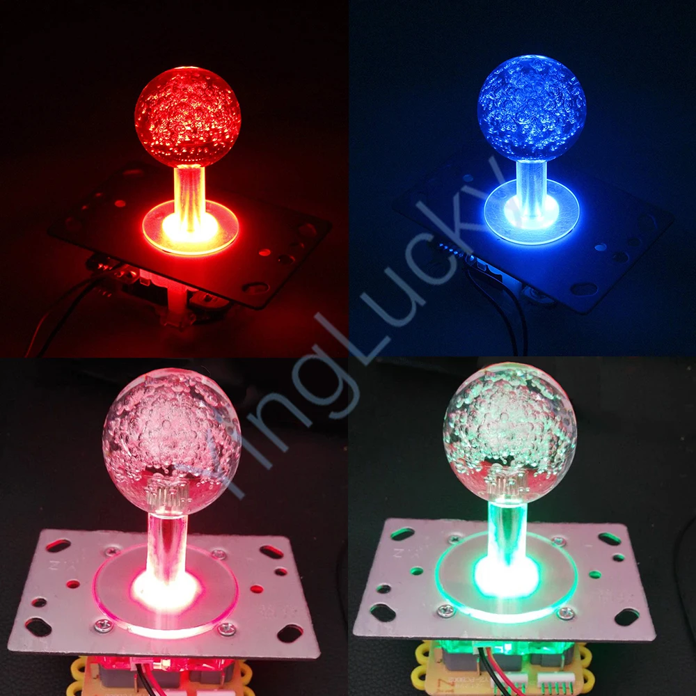 LED Arcade Joystick with Colorful Illuminated Joystick, Switch from 4 to 8 Way Operation for Arcade Machine, 12V