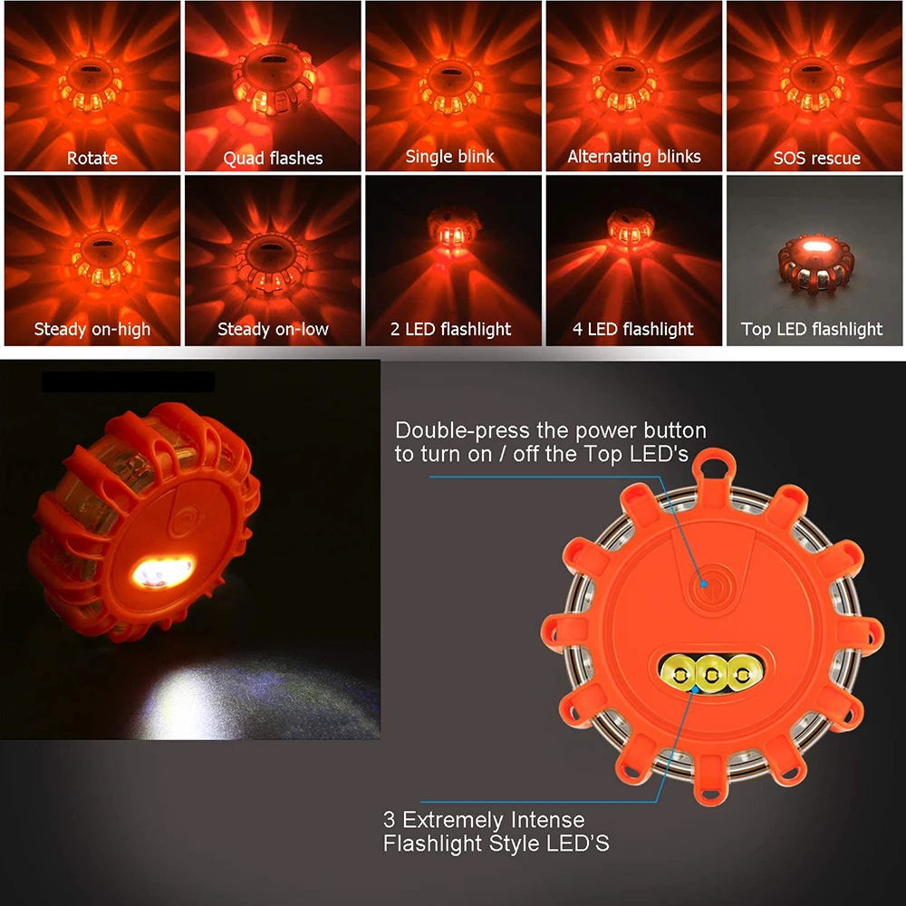 1pc 3pcs Magnetische LED Strobe Warnung Licht Notfall Straße Rettungs Sicherheit Blinkende Lichter Auto Straßenrand Leuchtfeuer Lampe flare – Detail 9