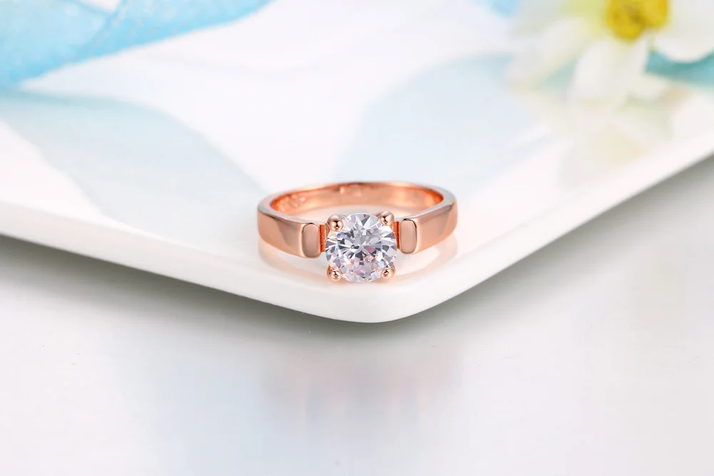 Verlobungs- und Eheringe für Frauen, Klassischer Runder Damenring mit Zirkonia-Stein, Damenring-Accessoires, Schmuck R053 – Detail 5