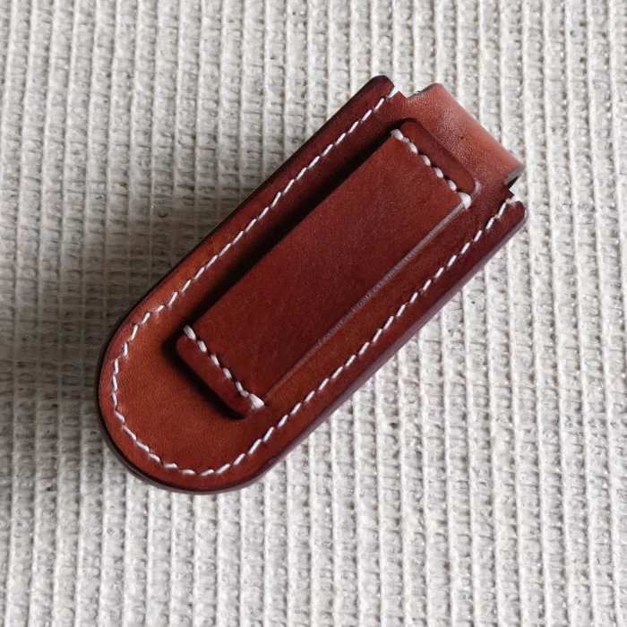 Handmade Leather Belt Pouch Vegetable Tanned Leather Protective Case for 91mm Swiss Army Knife