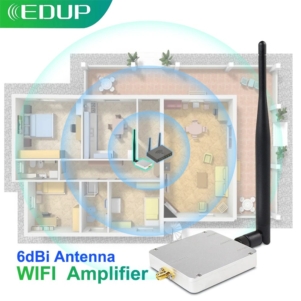 Amplificador repetidor de señal inalámbrico EDUP WiFi 4W 2,4G y 5G con adaptador extensor de rango de señal de carcasa AI para enrutador Drone