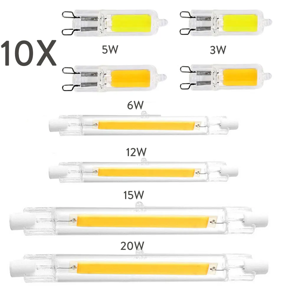 

10 шт. R7S 78 мм 118 мм мини COB стеклянная трубка Светодиодная керамика 3 Вт 5 Вт 7 Вт 12 Вт 15 Вт 20 Вт Замена 25 Вт 45 Вт 100 Вт 120 Вт 150 Вт галогенная лампа мощная