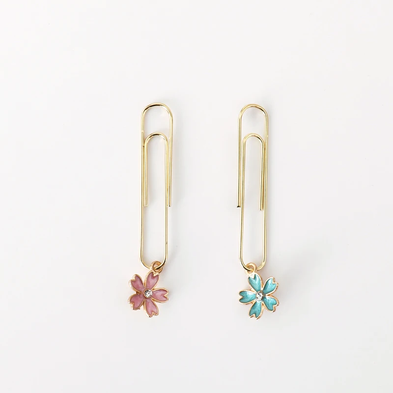 TUTU 5pcs/box cherry blossom Paper Clips De Papel Notes DIY Bookmark Metal Binder Clips Clips Notes Letter Paper Clips H0333