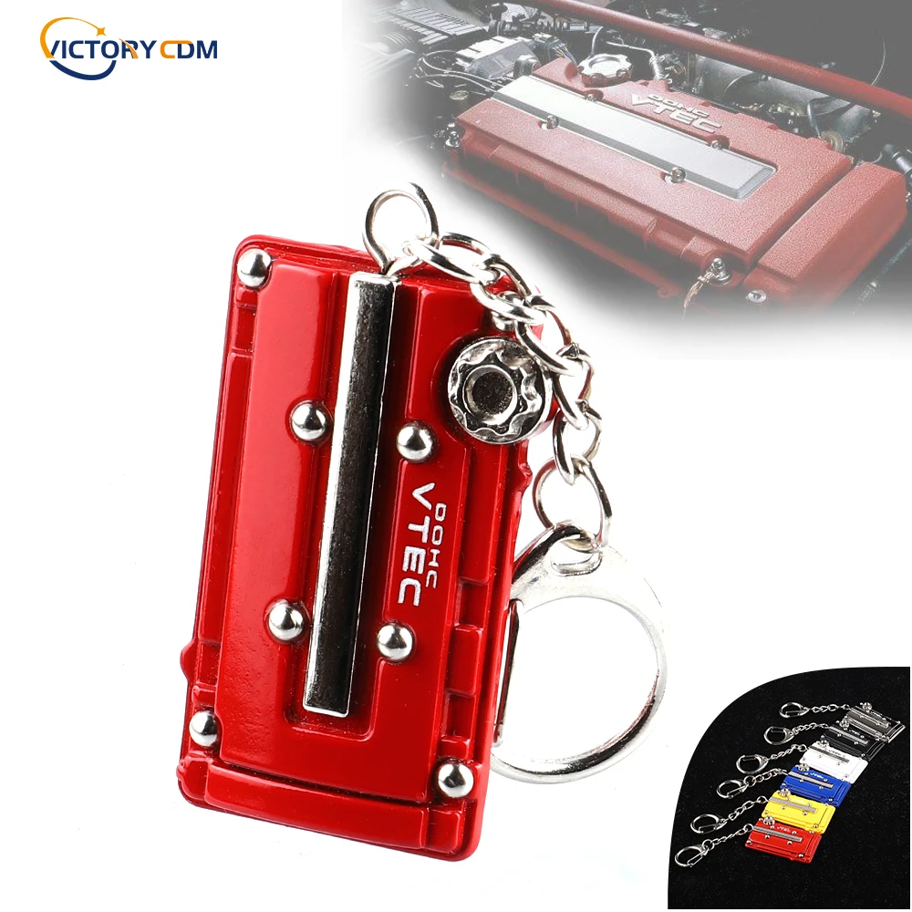 Metal Key Chain Car JDM Turbo Key Ring Vtec DOHC B16 Series Engine Valve Cover For Honda Civic EG EK