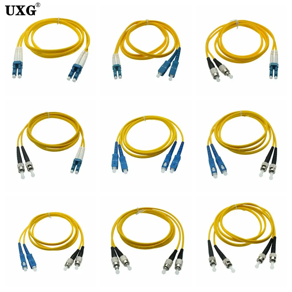 5PCS Double SC LC ST FC UPC To LC UPC Simplex 3.0mm PVC Single Mode Fiber Patch Cable Fiber Optic Patch Cord Cable 1m 2m 3m 50m