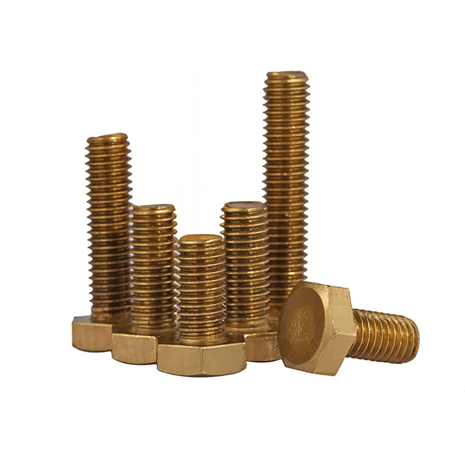 1Pcs-10Pcs Solid Brass Hex Head Screws DIN933 Hexagon Head Machine Screws Bolts M4 M5 M6 M8 M10 M12