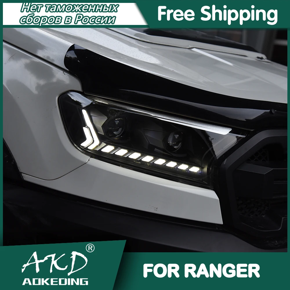 For FORD Ranger Headlights 2016-2020 DRL Day Running Light LED Bi Xenon Bulb Fog Lights Car Accessory Everest Head Lamp