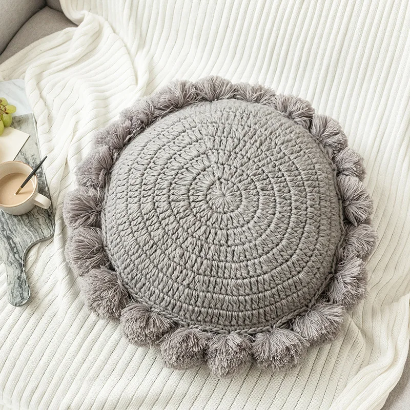 Creative round ball pillow Nordic sofa seat cushion solid color pillow  50x50cm