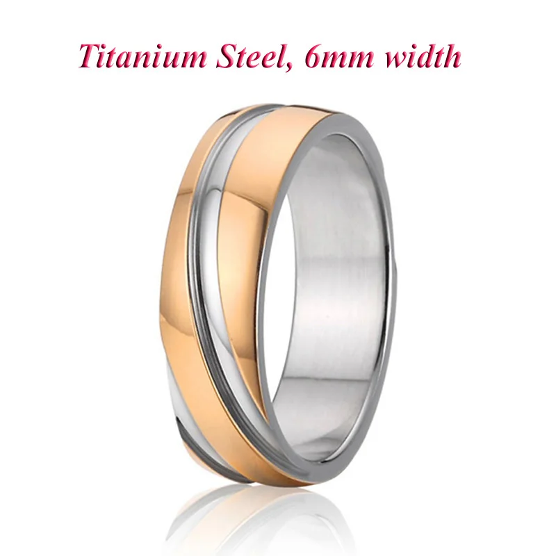 Unique Men\'s fashion titanium jewelry marraige finger ring Alliances wedding couple rings for women rose / gold color